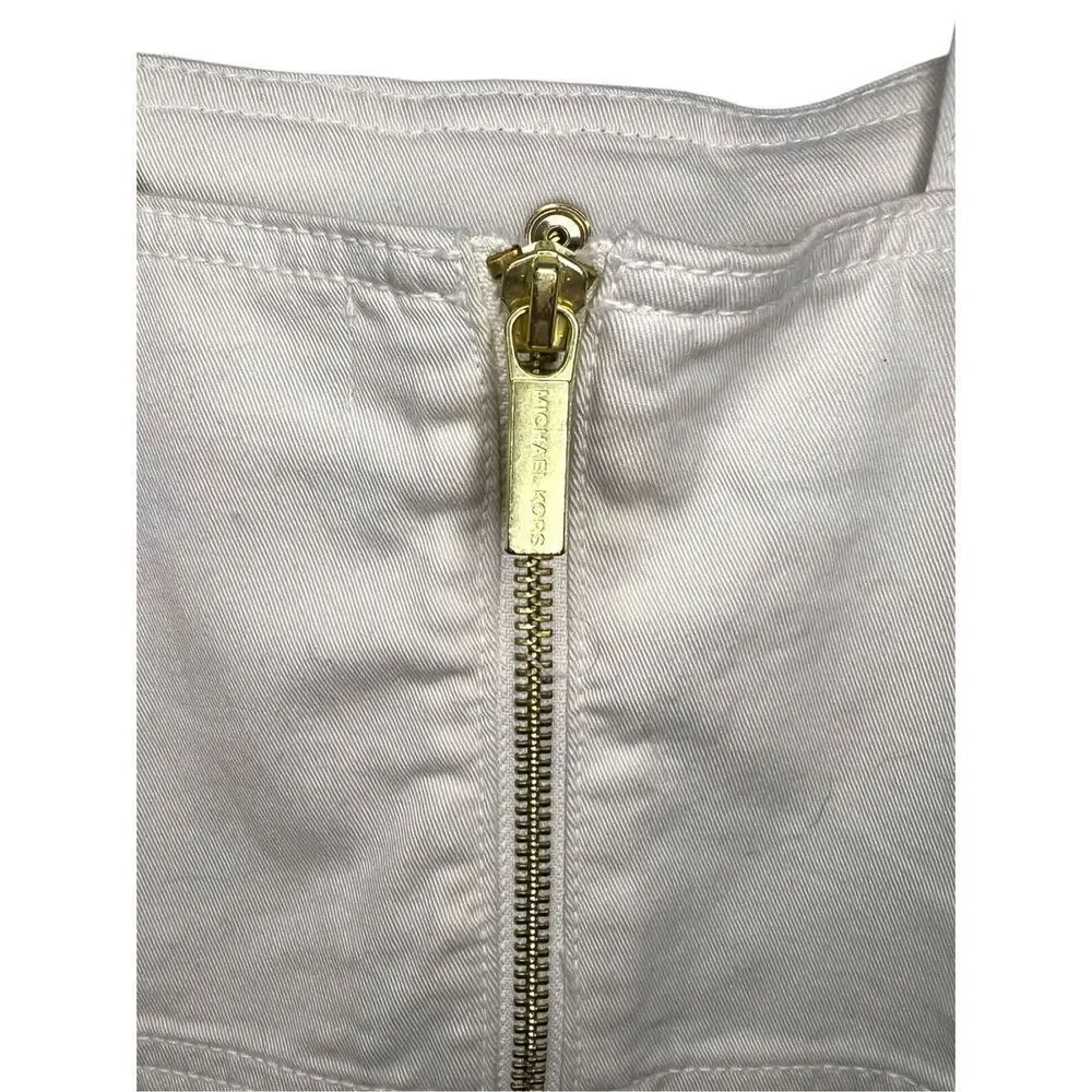 Michael Kors‎ Women’s Small Denim Crop Top Cream Button Front